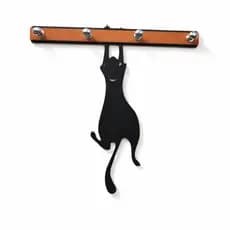 Porta Chave Gato Pendurado Decorativo de Parede Sala MDF - 4 Ganchos