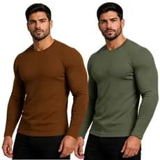 Kit Camisas Masculina Manga Longa Canelada Cacharrel Outono Inverno Casual Slim