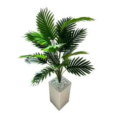 Planta Artificial Palmeira com Vaso Decorativo em Fibra Sintética Branca