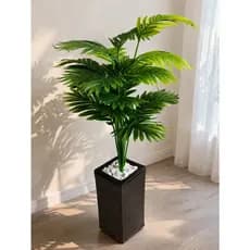 Planta Artificial Folhagem Palmeira Enfeire com Vaso Decorativo em Fibra Sintética