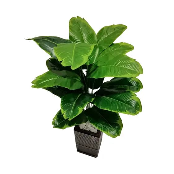 Planta Artificial Bananeira com Vaso Decorativo Retangular em Fibra Sintética