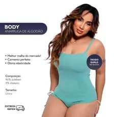 Body Feminino Canelado com Alcinha e Decote Reto Básico