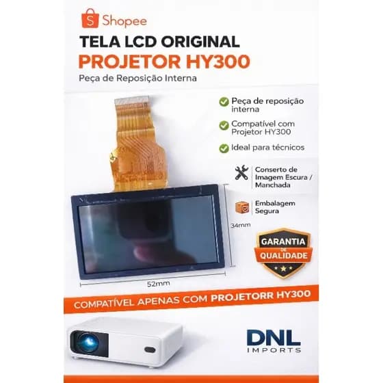 Tela LCD reposição projetor hy300