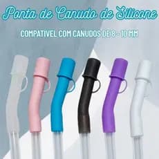 Ponta de Canudo de Silicone Reutilizável com Tampa para Canudo de 8 - 10 mm