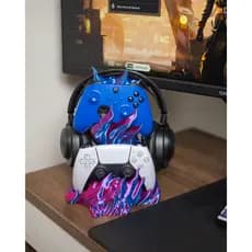 Suporte Headset + Controle Gamer 2 em 1 | Organizador Setup Gamer | Suporte Mesa PS5 Xbox |