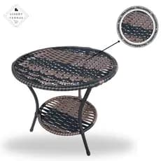 Mesa de Centro Canto rustica Redonda de Junco Fibra Sintetetica Cadeira de Balanço