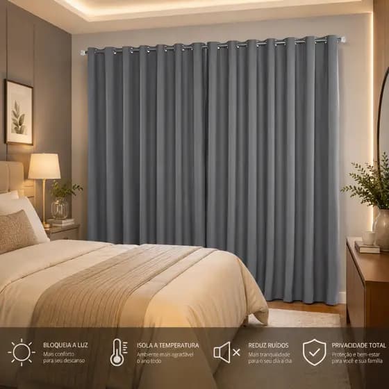 Cortina Blackout Tecido Grosso 2,80m x 1,80 Semi - Blackout Cortina Quarto Sala