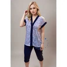 Pijama Feminino Pescador bermuda Capri comprida com botões, estampado, cirurgico, gestação, amamentação