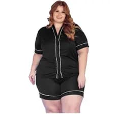 Pijama Plus Size Americano Aberto Com Botões, Baby Doll Gestante, Cirurgico, Amamentacao