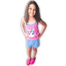 Pijama Infantil de Verão baby doll de Alça e short Menina