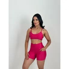 Short Com Bolso e Top com bojo Conjunto Academia Fitness Roupa para Crossfit