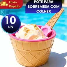 KIT(2/4/6/8/10) Pote Sobremesa Pote Sorvete Colorido com Colher Para Casa Eventos Aniversário Festas Sorveteria