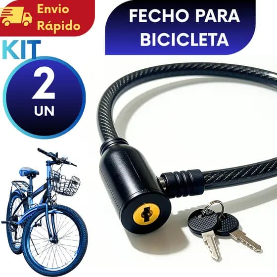 KIT (1/2/3/4/5) Fecho Cadeado Para Bicicleta e Moto Profissional 65 Cm Cabo Resistente e 2 Chaves