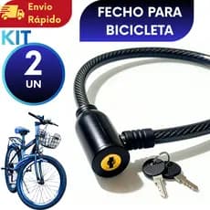 KIT (1/2/3/4/5) Fecho Cadeado Para Bicicleta e Moto Profissional 65 Cm Cabo Resistente e 2 Chaves