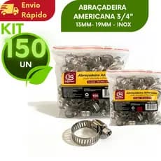 150 UNIDADES Abraçadeira Americana 3/4 Reparo Rápido Mangueira Jardim Gás Compressor Oficina Torneira Super Resistente