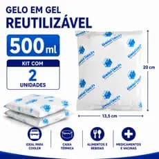 Gelo flexível reutilizável 500 ml  Gelotech - Kit 2 unidades - ideal para cooler, caixa térmica