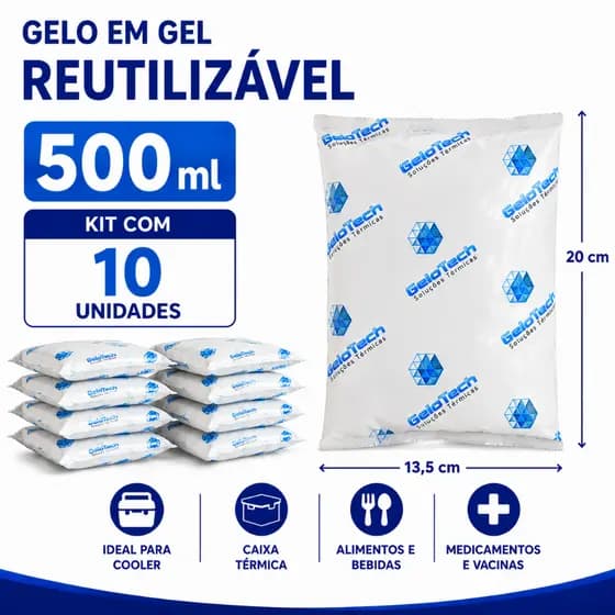 Gelo flexível reutilizável 500 ml GeloTech 10 unidades gelox bolsa de gelo em gel