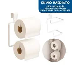 Suporte Porta Papel Higienico Duplo Caixa Acoplada Aramado Aço BRANCO