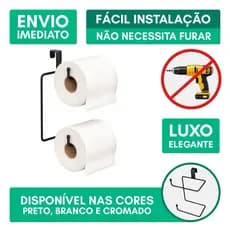 Suporte Porta Papel Higienico Duplo Caixa Acoplada Aramado Aço PRETO
