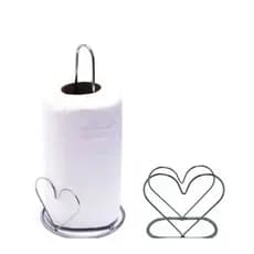 Kit Suporte Porta Rolo Papel  Coração CROMADO Organizador Cozinha Mesa Multiuso