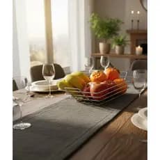 Fruteira De Mesa Bancada Quadrada Em Aço Cromado