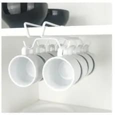 Porta Xícaras Suporte Organizador Armário Cozinha Aço P/ 8 XICARAS Branco