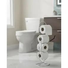 Suporte Porta Papel Higiênico De Chão Luxo Cromado