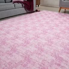 Tapete La Belle Antiderrapante  2,00m x 1,40m Rosa Bebê Para Quarto de Menina Infantil Sala