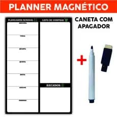 Imã de Geladeira Planner Semanal Magnético com Caneta Escreve e Apaga Tam 28x20cm