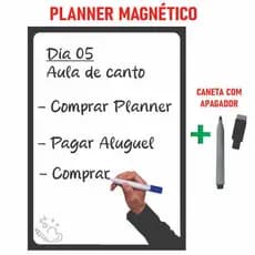 Imã de Geladeira Planner Semanal com Caneta Escreve Apaga