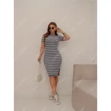Vestido de Tricot Canelada manga curta Listrada - Casual - Modal Cod:666