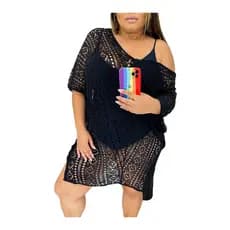 Saida de Praia Plus Gola V Vestido Canga