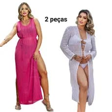 Kit Saida Praia Longa Regata Fenda + Saida Praia Longa Maxi