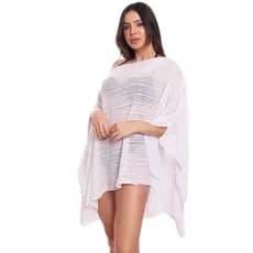 Saida de Praia Poncho Transparente Maternidade Elegante Traje Banho Tricot Saida Banho