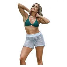 Saida de Praia Shorts Feminino Verao Moda tricot Shortinhos