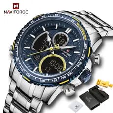 NAVIFORCE 9182 Relógio De Pulso De Quartzo Duplo Multifuncional
