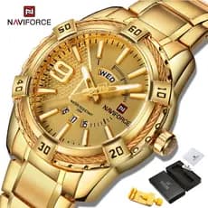 Naviforce 9117 Relógio Masculino Esportivo De Quartzo Impermeável Em Aço Inoxidável