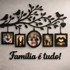 Quadro Família em MDF com Porta Retrato | Decoração de Parede Personalizada