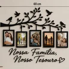 Quadro Decorativo em MDF 10x15– Árvore com Molduras para Fotos de Família