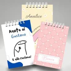 Bloco de Anotações A6 personalizado com nome - capa dura - 100 Folhas -  wire-o