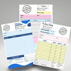 Blocos Talão de Pedidos com Sua Logo, rede social e contato tamanho A6 10x15 kit 1/2/4unidades(100 folhas cada un)