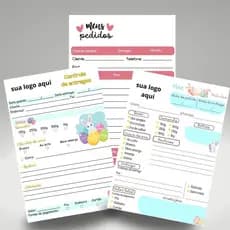 Talão de Pedidos de Confeitaria, Páscoa, personalizado com sua logo, rede social e contato tamanho A6 10x15 100 folhas