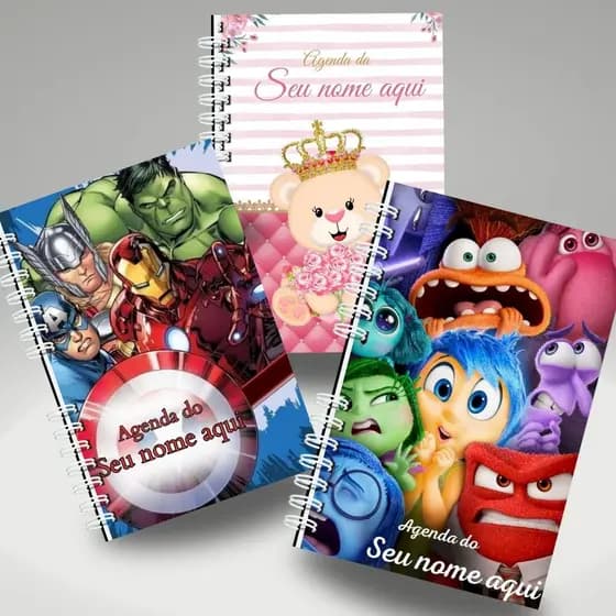 Caderno Agenda Escolar Personalizada Atualizada Para Meninos e Meninas 120 Folhas
