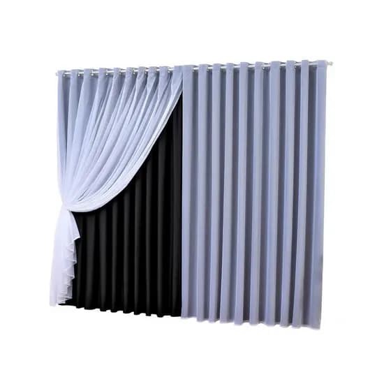 Cortina Blackout Em Tecido Com Voil Corta Luz 4,00x2,70