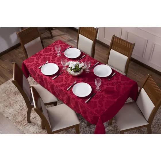Toalha De Mesa Luxo Jacquard 04 Lugares 1,35x1,35 Quadrada