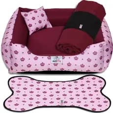 Cama Caminha Pet Cachorro Gato Kit Gold 04 Peças Tamanho G Com Zíper Lavável