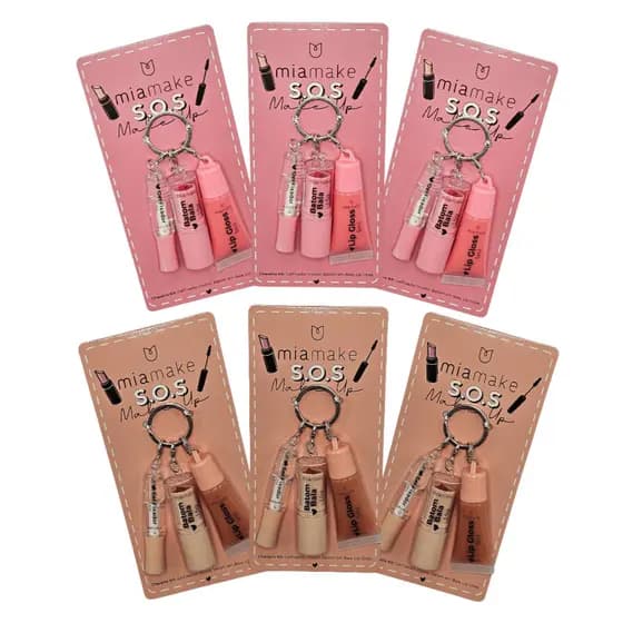 Kit 3 SOS Chaveiro Mia Make Gel Fixador - Batom - Gloss 3 em 1