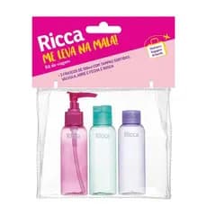 Kit Conjunto Frascos Praticidade Viagem 3 Peças Ricca 80ml Cada