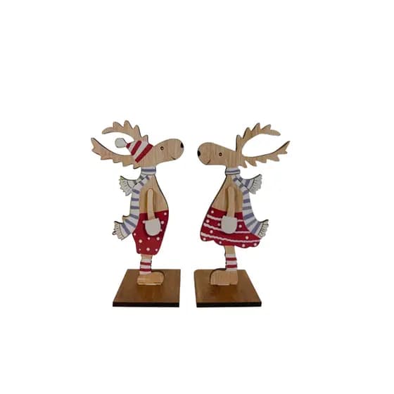 Casal Alce Rena Vermelho de Natal - Decorativo de Mesa - Mesa Posta Natal