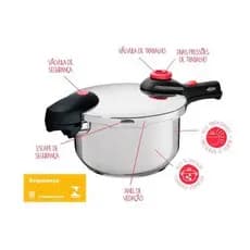 Panela De Pressao Indução Inox Supra 4,5L Brinox 22x19,5 cm Com Fundo Triplo